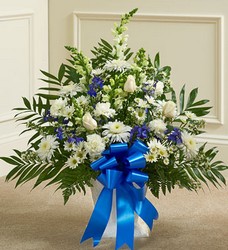 Heartfelt Tribute - Blue and White Davenport Florist - Same Day Flower Delivery - Flower Power 